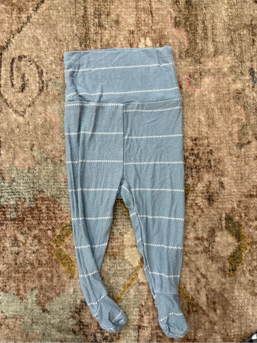 Lou Lou & Company Light Blue Striped Footed Pajama Pants